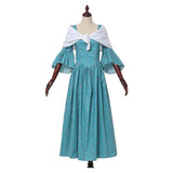 Medieval Renaissance Cosplay Costume Green Printed Dress Adult Female Halloween Carnival Costume