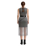 Medieval Renaissance Cosplay Costume Women Silver Chainmail Sleeveless Mesh Dress Adult Female Halloween Carnival Costume