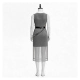 Medieval Renaissance Cosplay Costume Women Silver Chainmail Sleeveless Mesh Dress Adult Female Halloween Carnival Costume