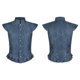 Medieval Renaissance Pirate Blue Vest Cosplay Costume Outfit Halloween Carnival Suit
