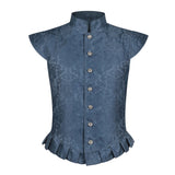 Medieval Renaissance Pirate Blue Vest Cosplay Costume Outfit Halloween Carnival Suit