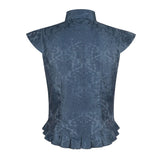 Medieval Renaissance Pirate Blue Vest Cosplay Costume Outfit Halloween Carnival Suit