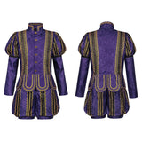 Medieval Renaissance Tudor Cosplay Costume Noble Prince Henry Purple Outfit Adult Male Halloween Carnival Costume