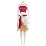 Moana Cosplay Costume Red Top With Grass Skirt Adult Female Halloween Carnival Costume