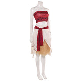 Moana Cosplay Costume Red Top With Grass Skirt Adult Female Halloween Carnival Costume