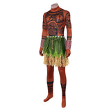 Moana Live-action Cosplay Costume Maui Brown Jumpsuit with Grass Skirt Adult Male Halloween Carnival Costume