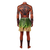 Moana Live-action Cosplay Costume Maui Brown Jumpsuit with Grass Skirt Adult Male Halloween Carnival Costume