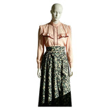 Monster The Lizzie Borden Story Cosplay Costume Lizzie Pink Top with Green Printed Skirt Adult Female Halloween Carnival Costume