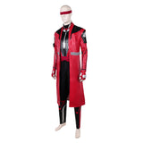 Mortal Kombat 2 Cosplay Costume Kenshi Takahashi Red Leather Outfit Adult Male Halloween Carnival Costume