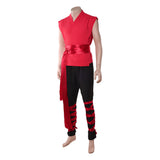 Mortal Kombat 2 Cosplay Costume Liu Kang Red Training Outfit Adult Male Halloween Carnival Costume