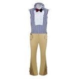 Mr. 3 Blue Striped Shirt Outfit Adult Male Halloween Carnival Costume