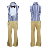 Mr. 3 Blue Striped Shirt Outfit Adult Male Halloween Carnival Costume