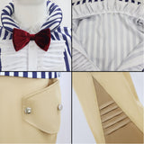 Mr. 3 Blue Striped Shirt Outfit Adult Male Halloween Carnival Costume