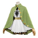 Mushoku Tensei Cosplay Costume Sylphiette White Dress with Green Cape Adult Female Halloween Carnival Costume