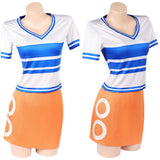 Nami Cosplay Costume Blue and White Striped Outfit Adult Female Halloween Carnival Costume