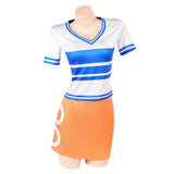 Nami Cosplay Costume Blue and White Striped Outfit Adult Female Halloween Carnival Costume