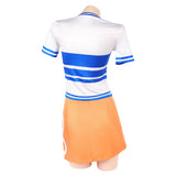Nami Cosplay Costume Blue and White Striped Outfit Adult Female Halloween Carnival Costume