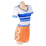 Nami Cosplay Costume Blue and White Striped Outfit Adult Female Halloween Carnival Costume