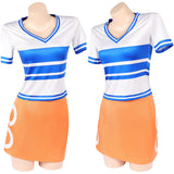 Nami Cosplay Costume Blue and White Striped Outfit Adult Female Halloween Carnival Costume