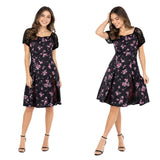 Obsession Cosplay Costume Nikki Black Printed Dress Adult Female Halloween Carnival Costume