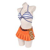 One Piece Live-Action Cosplay Costume Nami Blue and White Swimsuit Adult Female Halloween Carnival Costume