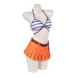 One Piece Live-Action Cosplay Costume Nami Blue and White Swimsuit Adult Female Halloween Carnival Costume