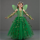 Poison Lvy Cosplay Costume Kids Children Green Dress Halloween Carnival Costume