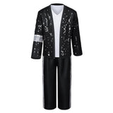Pop Star Cosplay Costume Black Retro 80s Stage-style Classic Jacket and Hat Set Adult Male Halloween Carnival Costume