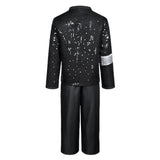 Pop Star Cosplay Costume Black Retro 80s Stage-style Classic Jacket and Hat Set Adult Male Halloween Carnival Costume