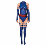 Marvel Rivals Psylocke Cosplay Costume Print Jumpsuit Adult Female Blue Outfits Halloween Carnival Suit