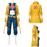Rivals Cosplay Costume Jubilee Blue Outfit with Yellow Coat Adult Female Halloween Carnival Costume