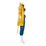 Rivals Cosplay Costume Jubilee Blue Outfit with Yellow Coat Adult Female Halloween Carnival Costume