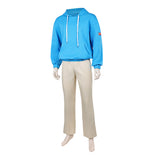 Sakamoto Days Cosplay Costume Shin Asakura Blue Hoodie Outfit Adult Male Halloween Carnival Costume