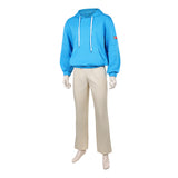 Sakamoto Days Cosplay Costume Shin Asakura Blue Hoodie Outfit Adult Male Halloween Carnival Costume