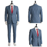 Smoking Behind the Supermarket with You Cosplay Costume Sasaki Blue Suit Adult Male Halloween Carnival Costume