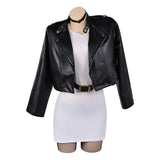 Smoking Behind the Supermarket with You Cosplay Costume Tayama Black Leather Jacket Set Adult Female Halloween Carnival Costume