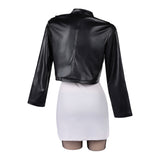 Smoking Behind the Supermarket with You Cosplay Costume Tayama Black Leather Jacket Set Adult Female Halloween Carnival Costume