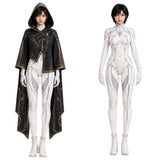 Stellar Blade: Blood Rain Cosplay Costume Eve White Jumpsuit with Black Cape Adult Female Halloween Carnival Costume