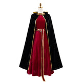 Tangled Cosplay Costume Mother Gothel Red Dress with Black Cape Adult Female Halloween Carnival Costume