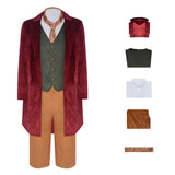 The Lord of the Rings Cosplay Costume Bilbo Baggins Red Outfit Adult Male Halloween Carnival Costume