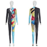 The Nightmare Before Christmas Cosplay Costume Sally Colorful Patchwork Jumpsuit Adult Female Halloween Carnival Costume