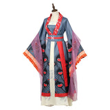 Though I Am an Inept Villainess Cosplay Costume Huang Linglin Blue Hanfu Adult Female Halloween Carnival Costume