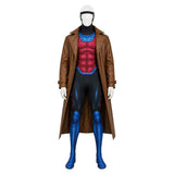 X-Men ‘97 Cosplay Costume  Gambit Black Jumpsuit with Brown Trench Coat Adult Male Halloween Carnival Costume