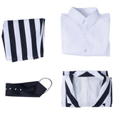 Kids Beetlejuice Cosplay Costume Striped Uniform Pants Outfits Halloween Carnival Suit