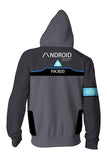 Detroit: Become Human Zip Up Hoodie Connor RK800 Hoodie Unisex Sweatershirt Gray