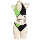 Kim Possible Shego Swimsuit Cosplay Costume Two-Piece Swimwear Outfits Halloween Carnival Suit