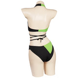 Kim Possible Shego Swimsuit Cosplay Costume Two-Piece Swimwear Outfits Halloween Carnival Suit