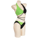 Kim Possible Shego Swimsuit Cosplay Costume Two-Piece Swimwear Outfits Halloween Carnival Suit