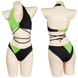 Kim Possible Shego Swimsuit Cosplay Costume Two-Piece Swimwear Outfits Halloween Carnival Suit