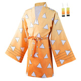 Agatsuma Zenitsu Demon Slayer  Cosplay Costumes Halloween Carnival Suit with Earrings Belt